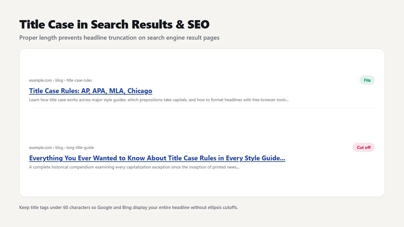 A long title cut off in search results Generic search result mockup showing a long title cut off with an ellipsis